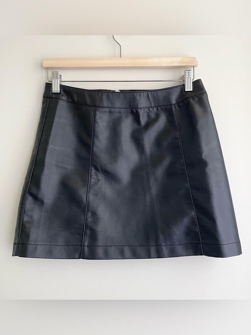 Forever 21 Black Faux Leather Goth Moto Indie Mini Skirt